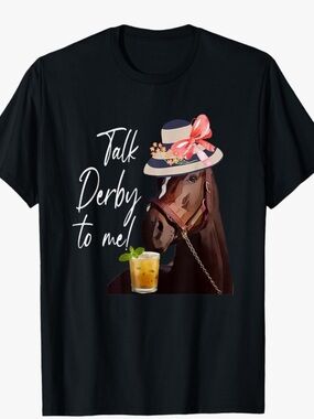 Talk Derby To Me Horse Graphic T-Shirt - Black